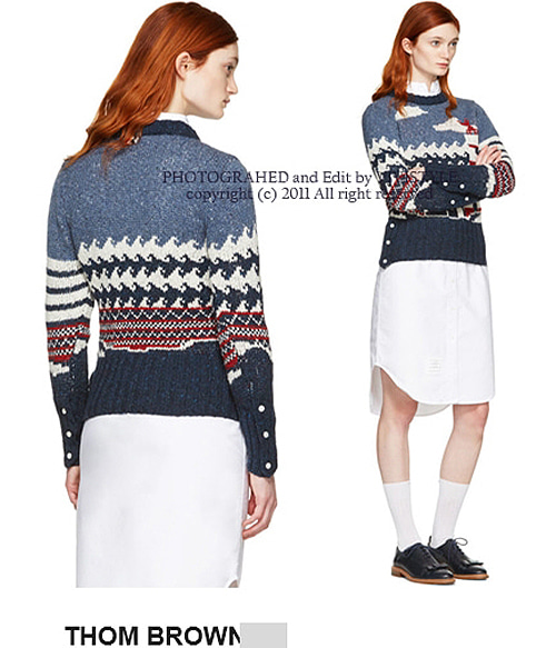 Tho* Browne Crewneck Graphic Sweater;;$490.00 다양하게 활용하기 좋은 시그니처 울 스웨터~(특가세일 20% 할인이벤트/반품교환불가/정가99000)