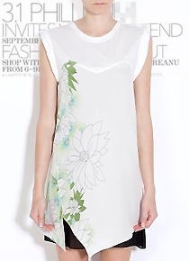 3.1 phillip li*(or) floral print layered dress - 티셔츠의 편안함과 실크의 고급스러움이 함께-(비비스타일 한정 40% 할인이벤트/현금가/반품교환불가/ 정가153000)