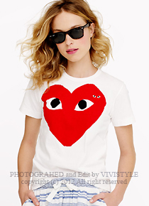 comme des garcon* play logo printed and patch tee - 선물용으로 손색 없을 하이퀄리티~ 