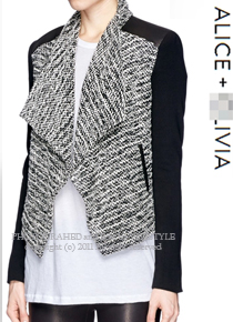 alice + olivi*(or) knitted leather trims jacket - 트위드와 가죽 콤보로 아주 럭스한~^^ 정가 60만원대;;