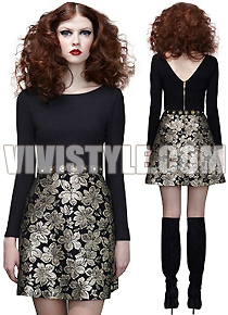 alice + olivi*(or) black body and floral jacquard dress - 바디라인을 예쁘게 잡아줘요^^ ;1/2가격으로 만나보세요!