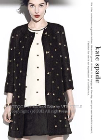 kate spad* (or) Black Spencer Studded Tweed Coat ; 80만원대 셀링베스트(비비스타일 한정 30% 할인이벤트//반품교환불가/ 정가450000)