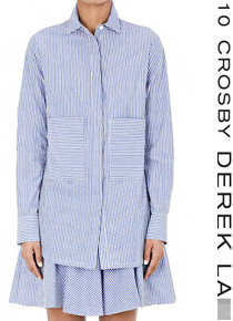 Derek la*(or) Pleated Skirt Cotton Shirt Dress;질리지 않는 스테디 스트라잎 셔츠드레스!!$435.00 