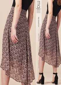 maj*(or) Long asymmetrical printed skirt ;$220.00 사랑스럼 가득한 편안한 밴딩스커트!!