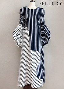 eller* mixed stripe long dress - 현대적인 테일러링으로 사랑 받는 ;피팅추가