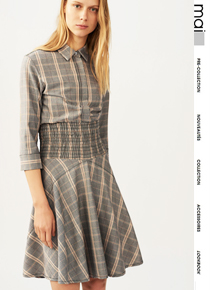 Maj* st  Short fitted dress with check pattern Grey;225,00 € 슬림해보이는 라인과 클래식함!!