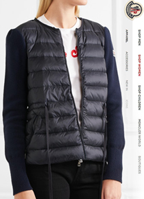 Moncl** Quilted shell and ribbed  jacket;$843.00 가디건으로도 자켓으로도~활용도 만점의 니트패딩!!